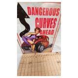 16x12 Dangerous Curves Metal Sign