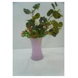 Flared, Bowtie-shaped glass vase in glossy purple. 8" tall by 5" diameter