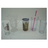 Glassware & Coffee Mug Lot: Atlantis Crystal Delray Carafe Pitcher