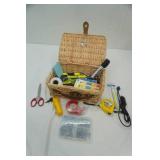 Wicker Lunch Box with Hand Tools & Hardware