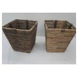 2 Wooden Wastebaskets