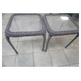 All Weather Outdoor Resin Wicker Patio Tables w/Glass Tops