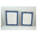Jeneal Knapp 1994 Molded Paper Pulp Art. Framed. 2ct