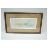 Gerry Strong Print. Framed, Matted. 26"x15" Ducks. Art Print
