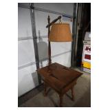 Vintage Side Table with Attached Lamp