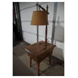 Vintage Side Table with Attached Lamp