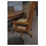 Dining Room Pedestal Table and Adjustable Swivel Chairs w/armrests
