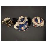 Blue Floral Ceramic Teapot Set - Teapot, Lidded Jar & Daisy Mug