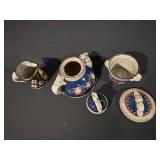 Blue Floral Ceramic Teapot Set - Teapot, Lidded Jar & Daisy Mug