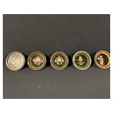 Set of 5 Hand-Painted Ceramic Bowls with Folk-Art Motifs