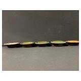 Set of 5 Hand-Painted Ceramic Bowls with Folk-Art Motifs