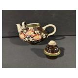 Brown Floral Teapot with Lid - Handcrafted Stoneware