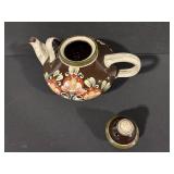 Brown Floral Teapot with Lid - Handcrafted Stoneware