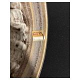 Hand-Painted Floral Ceramic Vessel - Beaded Rim, Orange-Brown Glaze