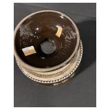 Hand-Painted Floral Pedestal Ceramic Bowl - Green Rim