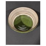 Hand-Painted Floral Pedestal Ceramic Bowl - Green Rim