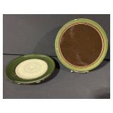 6x Green Ceramic Plates With Spiral Center - Set