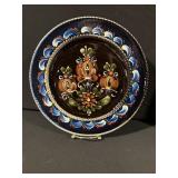 2 Hand-Painted Ceramic Plates - Floral Folk Art