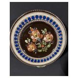 6x Hand-Painted Ceramic Plates - Folk Art Floral & Figures Motifs