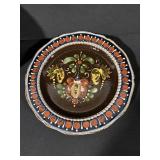 6x Hand-Painted Ceramic Plates - Folk Art Floral & Figures Motifs