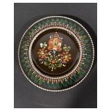 6x Hand-Painted Ceramic Plates - Folk Art Floral & Figures Motifs