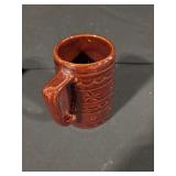 Brown Glazed Ceramic Mugs - 8-Piece Set With Floral Pattern