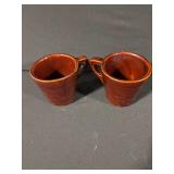 Brown Glazed Ceramic Mugs - 8-Piece Set With Floral Pattern