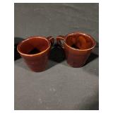 Brown Glazed Ceramic Mugs - 8-Piece Set With Floral Pattern