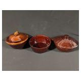 Marcrest Oven-Proof Stoneware Lidded Bowls - Set of 3