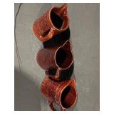 3x Brown Stoneware Mugs - Oven-Proof - Made in USA