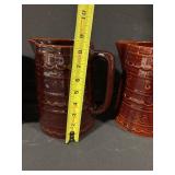 3x Brown Stoneware Mugs - Oven-Proof - Made in USA