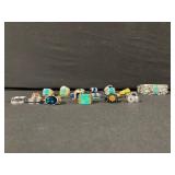 Assorted Turquoise & Gemstone Rings - Silver & Gold Tones