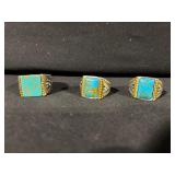 Assorted Turquoise & Gemstone Rings - Silver & Gold Tones