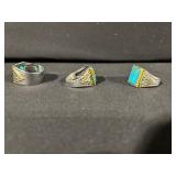 Assorted Turquoise & Gemstone Rings - Silver & Gold Tones