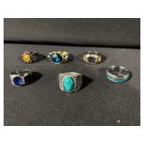 Assorted Turquoise & Gemstone Rings - Silver & Gold Tones