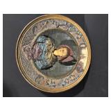 Vintage Round Relief Plaque with 3D Woman Figure - Hanging Art