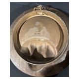 Decorative Circular Tin Plaque with 3D Woman in Period Dress