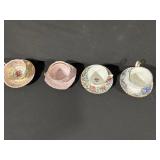 Assorted Floral Teacups & Saucers - Porcelain, Gold Trim