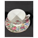 Assorted Floral Teacups & Saucers - Porcelain, Gold Trim