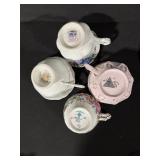 Assorted Floral Teacups & Saucers - Porcelain, Gold Trim
