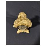 Gold-tone Figurine Clock with Floral Motif