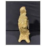 Gold-tone Figurine Clock with Floral Motif