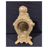 Gold-tone Figurine Clock with Floral Motif
