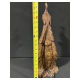 Peacock Table Lamp - Carved Wood With Mosaic Glass Inlay