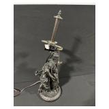 Bronze-Tone Statue Lamp with Classical Couple Figures