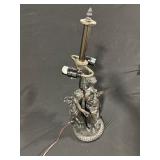 Bronze-Tone Statue Lamp with Classical Couple Figures