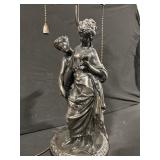 Bronze-Tone Statue Lamp with Classical Couple Figures