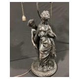 Bronze-Tone Statue Lamp with Classical Couple Figures