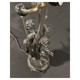 Bronze-Tone Statue Lamp with Classical Couple Figures