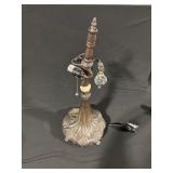 Bronze Tone Table Lamp with Ornate Leaf Base